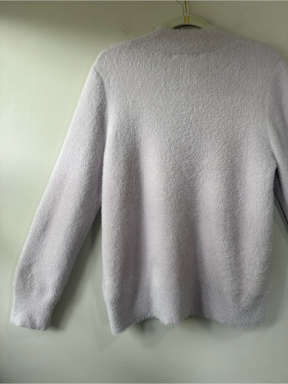 Bailey 44 Lilac Super Soft Fuzzy Mockneck Sweater Lavender Crewneck Size M Cozy